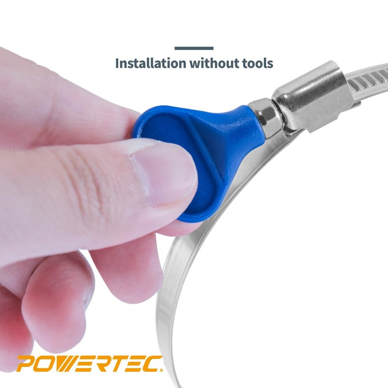 POWERTEC 70226 4 Inch Left Hand Keyed Bridge Hose Clamp, Thumb Screw Key Adjustable Stainless Steel Hose Clamps for Dust Collection, Dust Collector and Dryer Vent Hose, 5 pack - Image 4